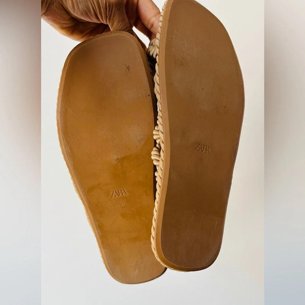 Zara Women's Tan Rope Sandals Size 40 - Picture 10 of 12
